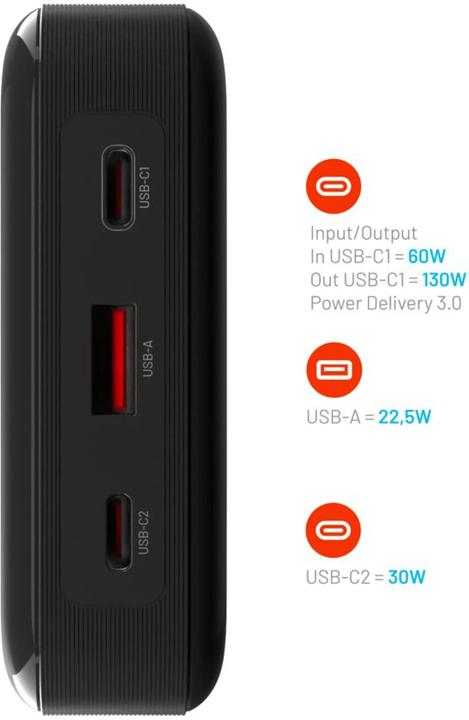 Produktbild Fixed Zen PRO USB-C PD 130W Power Bank 20.000 mAh Black (20000 mAh, 130 W, 74 Wh)
