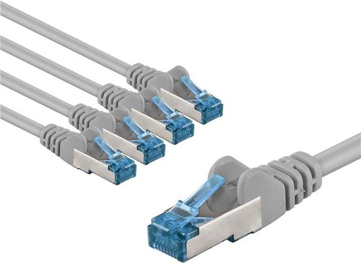 Productafbeelding Goobay CAT 6A patchkabel, S/FTP PiMF, 1 m, grijs, set van 5 (S/FTP, CAT6a, 1 m)
