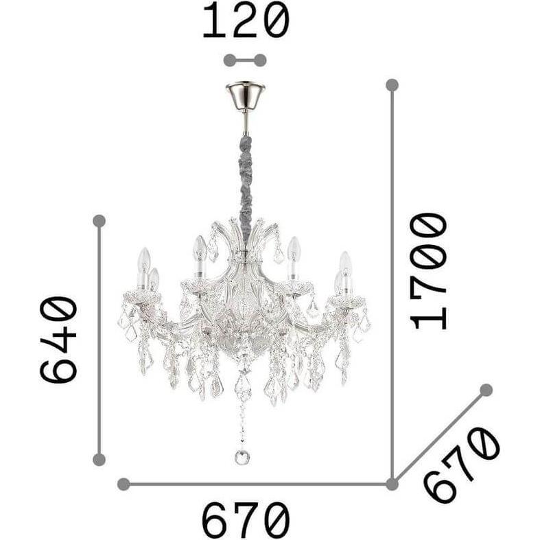 Thumbnail - Ideal lux, Pendelleuchte, NAPOLEON Pendelleuchte E14 8-fach ⌀670mm dimmbar Chrom 167244 (E14)