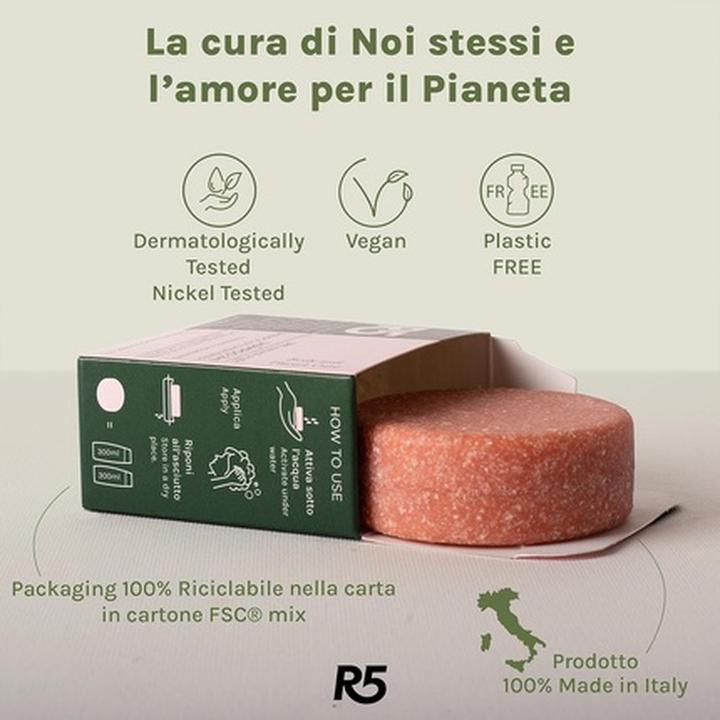 Actual product image R5 Nourishing Solid Shampoo 2 in 1 with Cherry (Solid shampoo, 70 g)