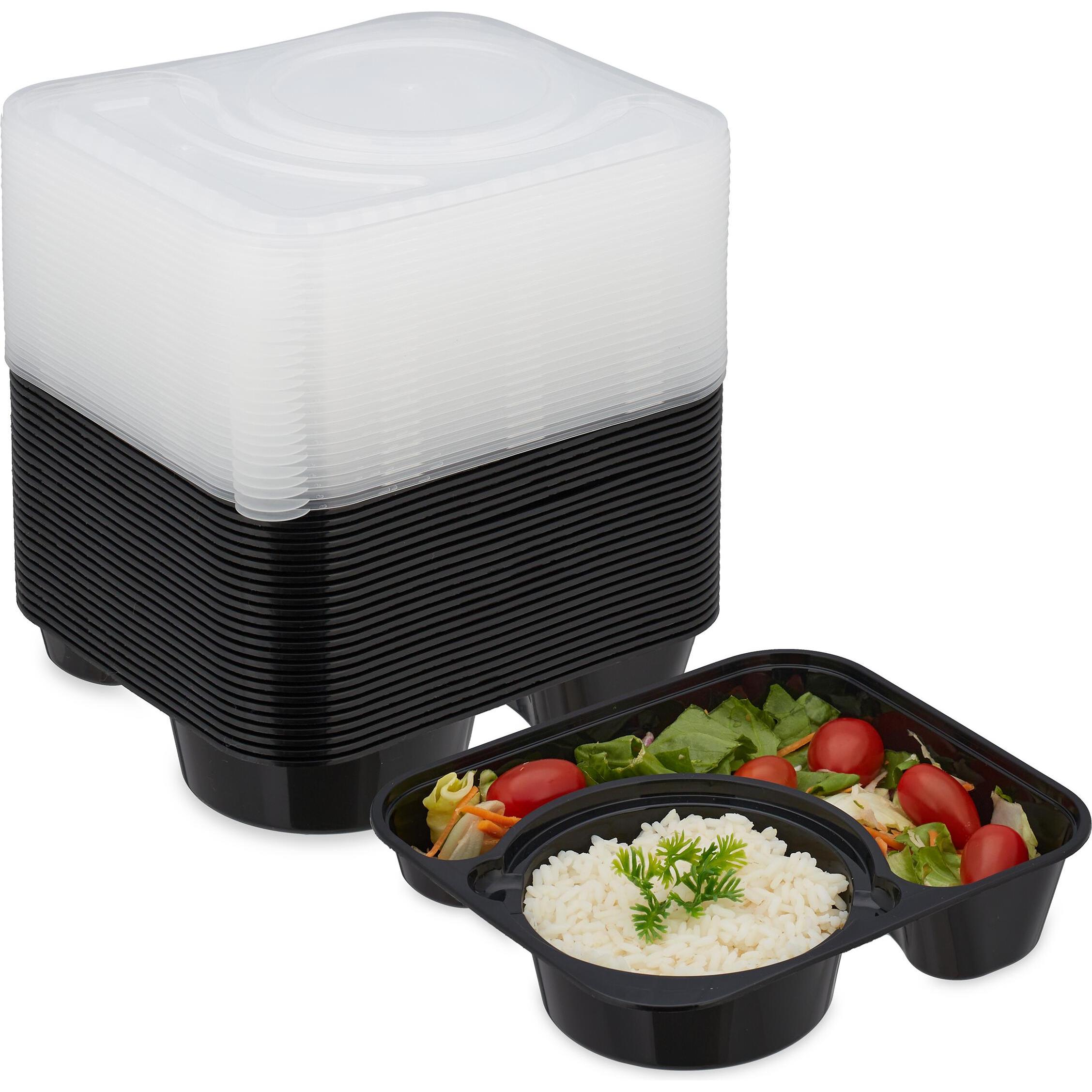Relaxdays 24x Meal-Prep-Boxen, Lunchbox, Schwarz