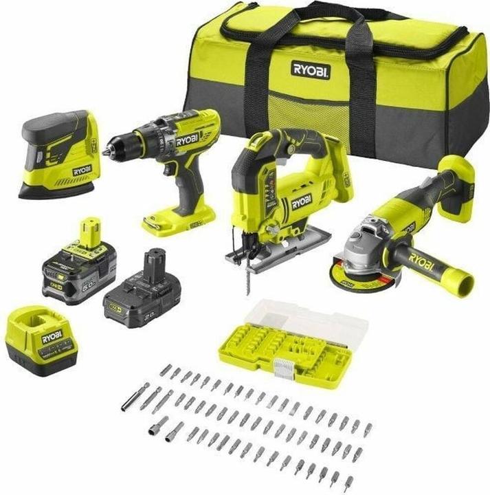 Produktbild Ryobi 5133004771 R18CK4F-252S Kombi-Set 18 Volt 2,0/5,0 Ah Li-Ion (Schwingschleifer)