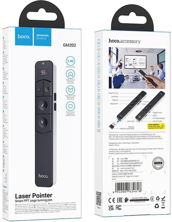 Produktbild Hoco Headphone with microphone wireless laser presenter bluetooth GM202 silver