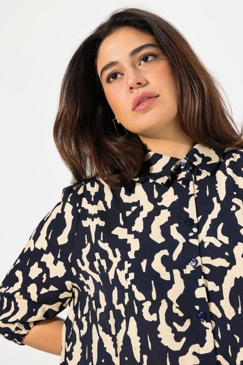 Immagine prodotto Ulla Popken Blusa dal taglio oversize e più lunga sul retro con collo da camicia e maniche a 3/4 (54)