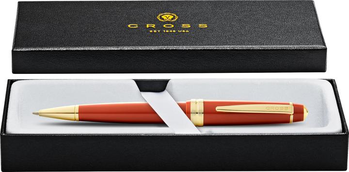 Productafbeelding Cross Balpen Kruis Bailey licht glanzend amberkleurig hars, goudkleurig afgewerkt in geschenkverpakking (Gouden fittingen, Amber)