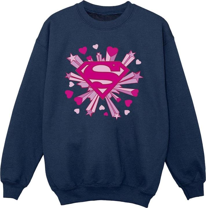 Produktbild Superman Pink Hearts And Stars Logo Sweatshirt Mädchen (152, 158)
