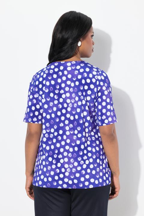 Produktbild Ulla Popken Slinky-Shirt, Tupfen, Zierfalte, V-Ausschnitt, Halbarm (50, 52)