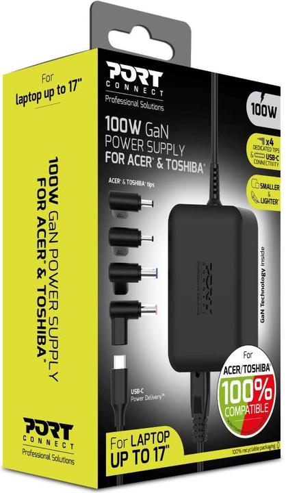 Actual product image Port Designs Port Netzteil GaN 100W - Acer/Toshiba, EU-Stecker (100 W)