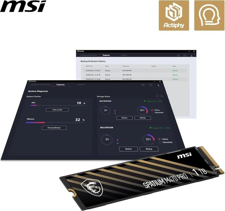Actual product image MSI Spatium M470 Pro (1000 GB, M.2 2280)