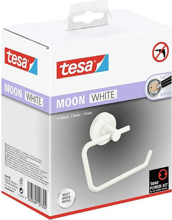 Produktbild tesa MOON WHITE Toilettenrollenhalter inkl. Klebelösung ohne Bohren