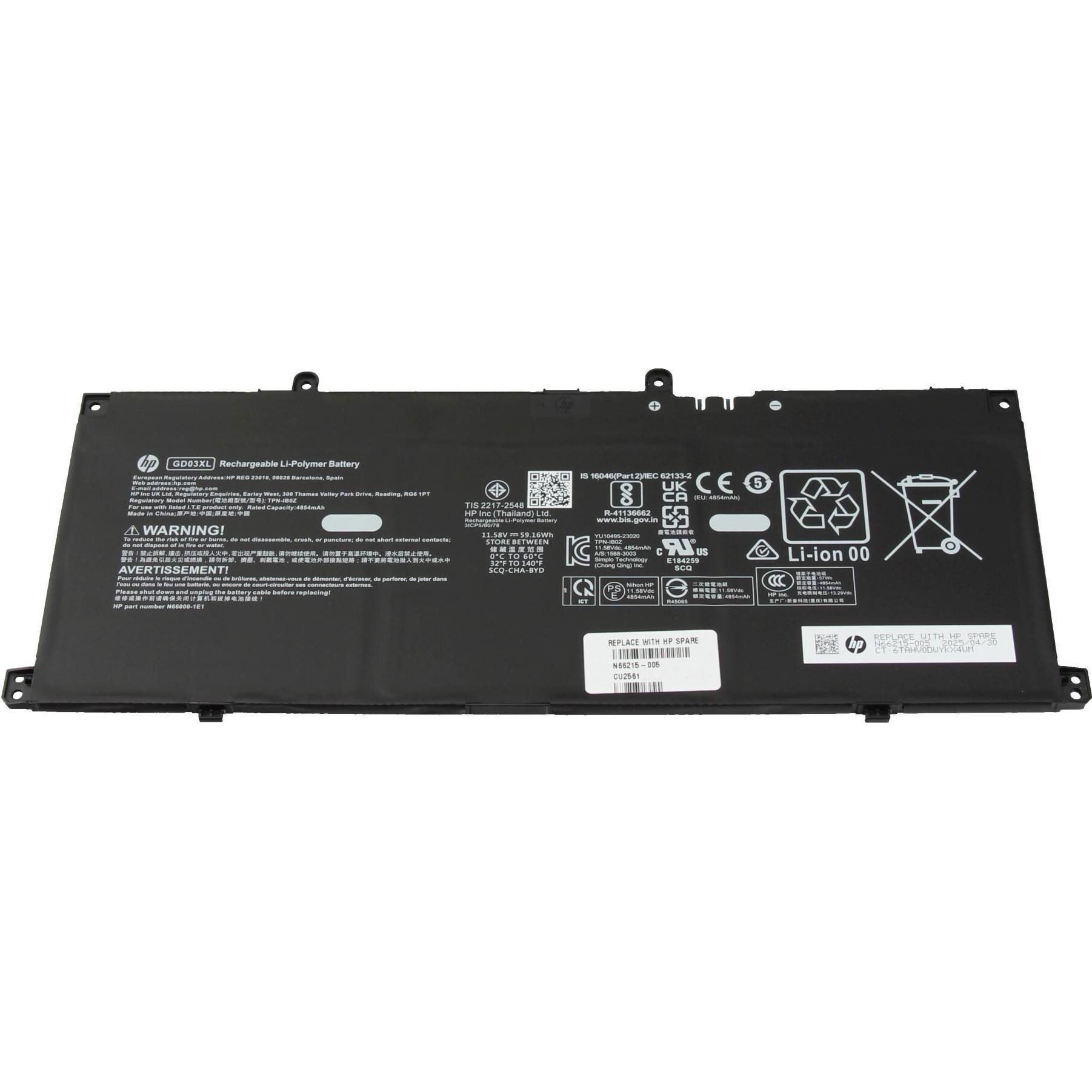 HP GD03XL (3 Zellen, 4850 mAh), Notebook Akku