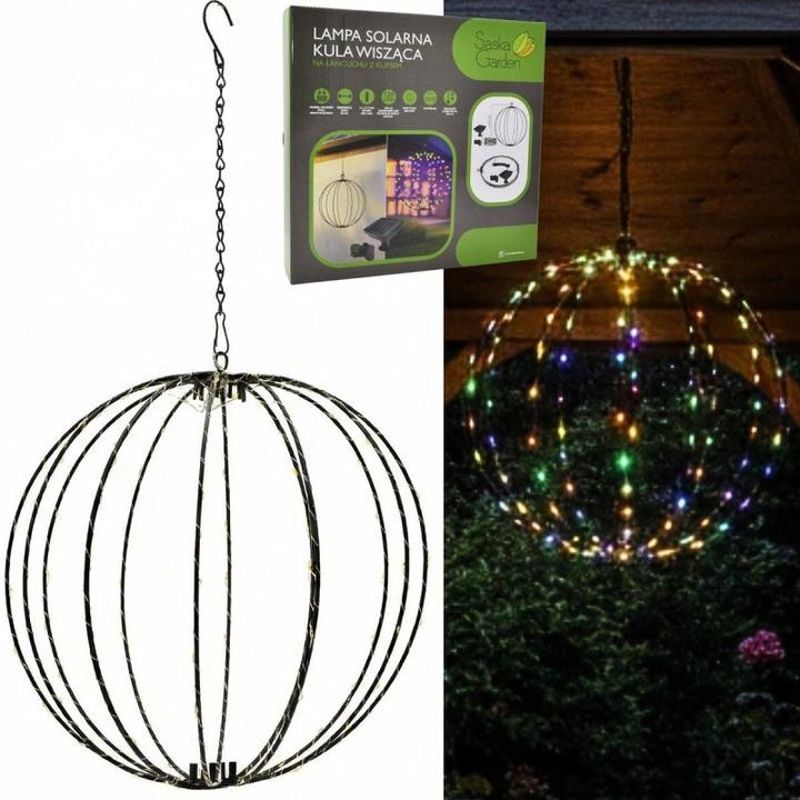 Actual product image Saska Garden Lampa Solarna Wisząca Kula 30cm 120 LED Multikolor (IP44)