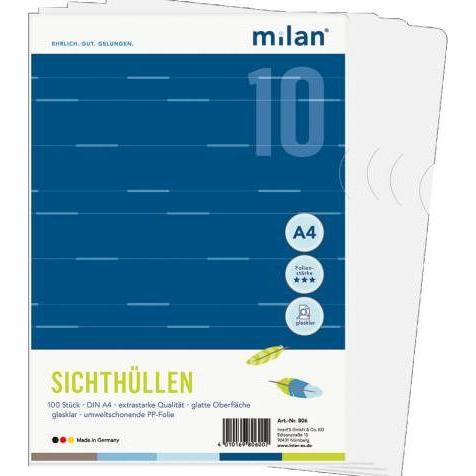 Durable, Mappe, 100 Milan Sichthüllen A4 806 glasklar 140µ (A4, 100 x)
