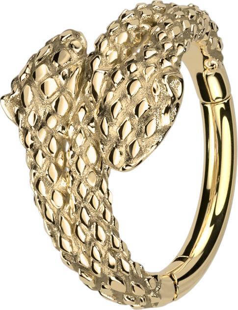 Actual product image Star Piercing Micro Segment Ring hinged gold plated double snake head (without brass, Surgical steel 316L)
