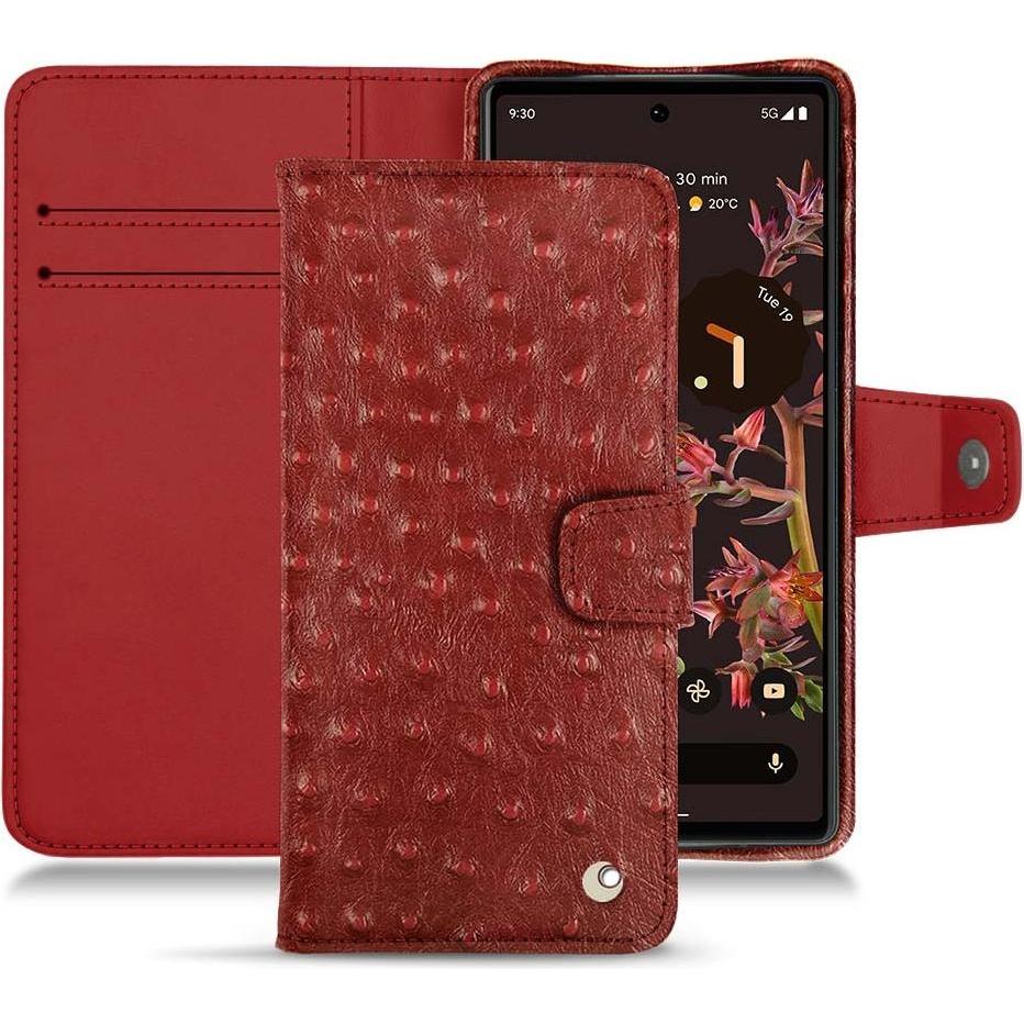 Noreve Lederschutzhülle Wallet (Google Pixel 6), Smartphone Hülle, Rot