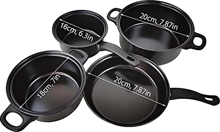 Actual product image König Design Cookware set saucepan frying pan 16 18 20 cm | 13-piece cooking set metal non-stick 3 lids (Pot)