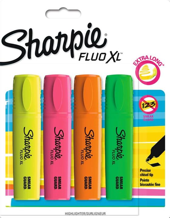 Produktbild Sharpie Highligther Fluo XL 4er G/O/P/G (Grün, Pink, Orange, Gelb, 5 mm, 4 x)