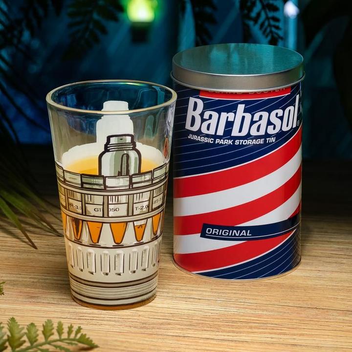Actual product image Paladone Products JURASSIC PARK - Barbasol - Verre dans une Boite Métal - 400ml (0.40 l, 1 x)
