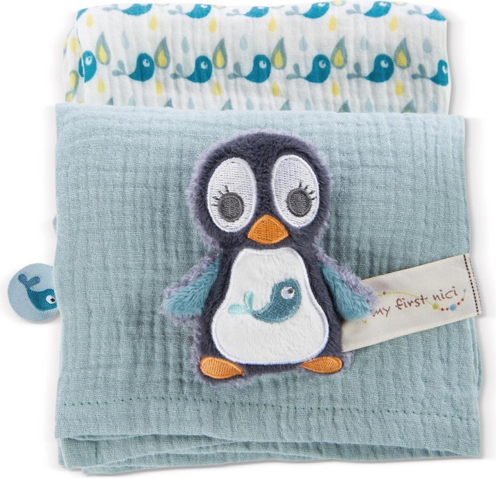Immagine prodotto NICI Griffin Penguin Watschili con set di 2 panni in mussola (15 cm, 6 cm)