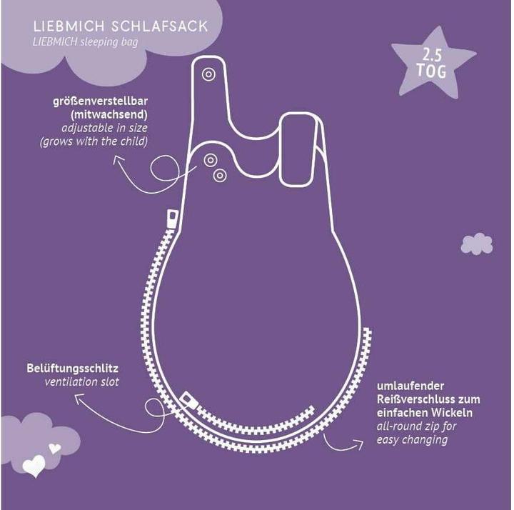 Image du produit Träumeland Liebmich Musselin Ganzjahresschlafsack (77 cm, 2.5 TOG, Toute l'année)