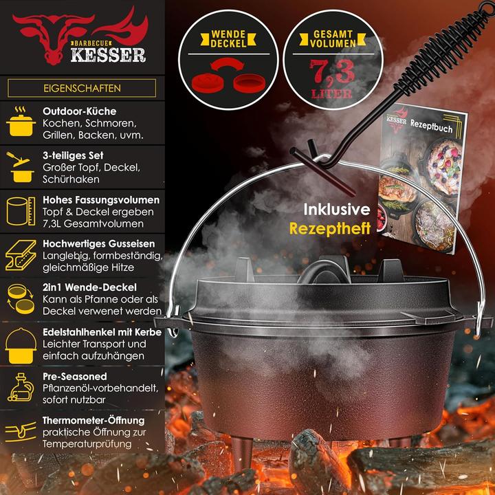 Actual product image Kesser DO6P Dutch Oven Feuertopf mit Füssen