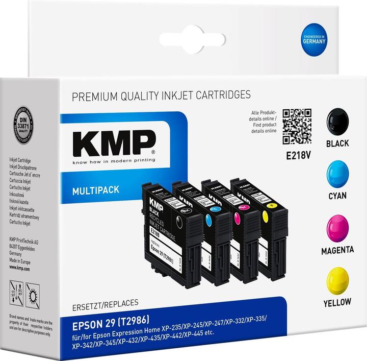 Actual product image KMP E218V Multipack BK/C/M/Y compatible with Epson T 2986 (M, C, Y, FC)