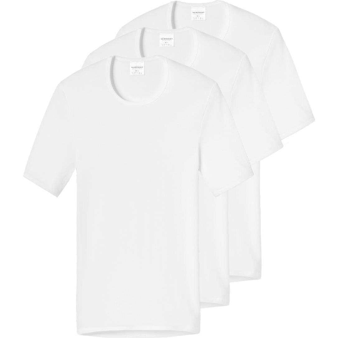 Schiesser, Herren, Shirt, 3er Pack Original Classics Feinripp Unterhemd / Shirt Kurzarm, Weiss, (XXL)