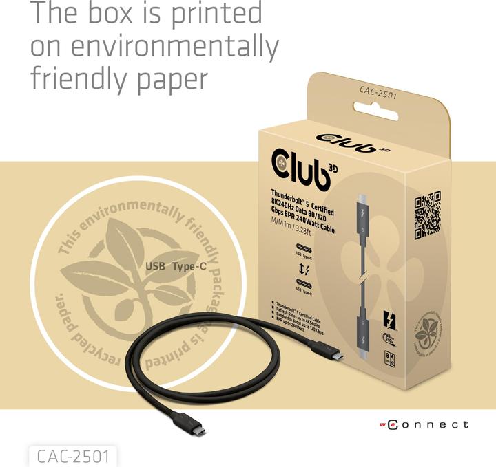 Produktbild Club 3D USB C — USB C (1 m, 240 W)