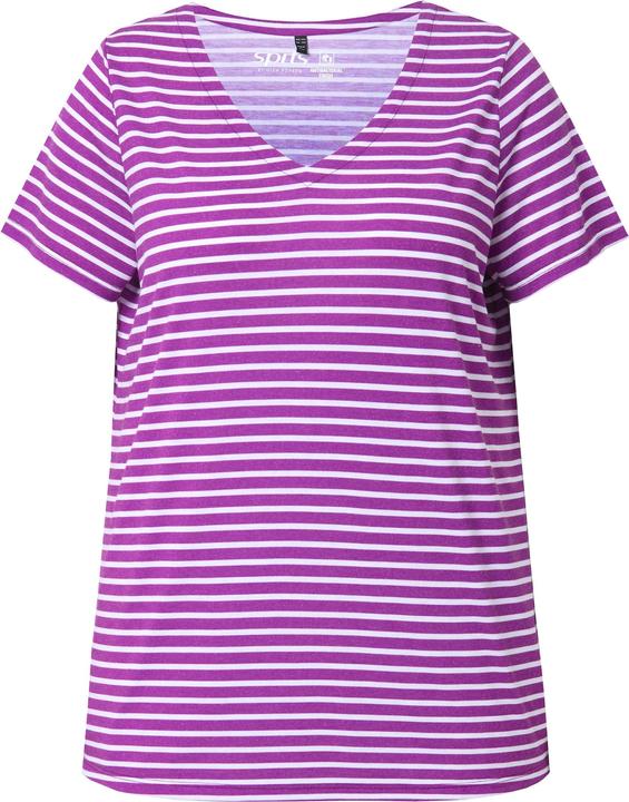 Produktbild Ulla Popken Funktions-Shirt, Ringel, Classic, V-Ausschnitt, Halbarm (46, 48)
