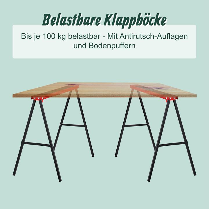 Immagine prodotto Relaxdays Klappbarer Arbeitsbock 100 kg 2er Set (100 cm, 49 cm)