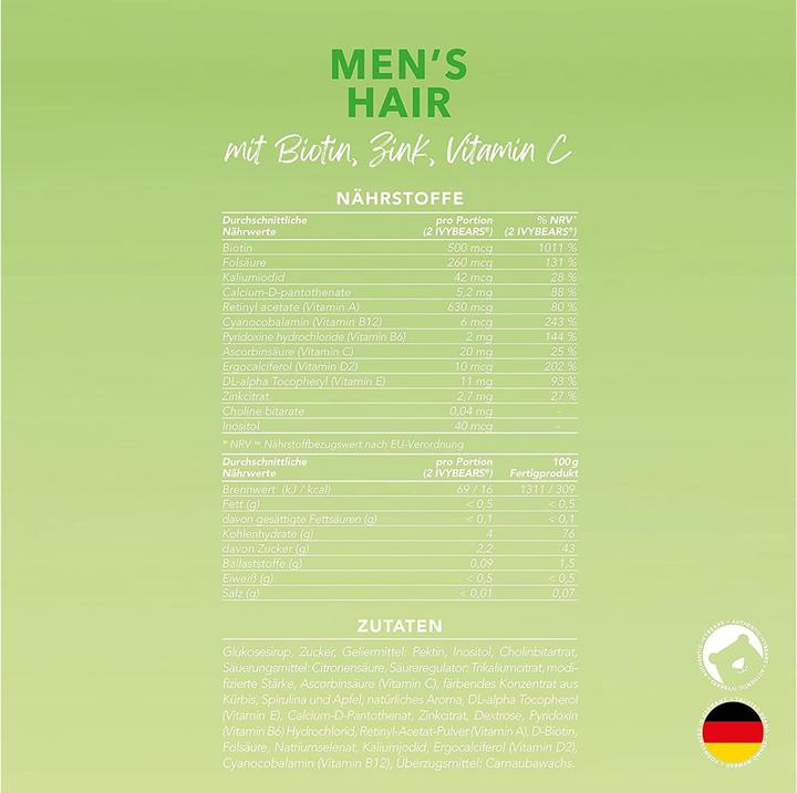 Nährwerte und Zutaten IVYBears Men's Hair (1 Stück, Gummies, 150 g)
