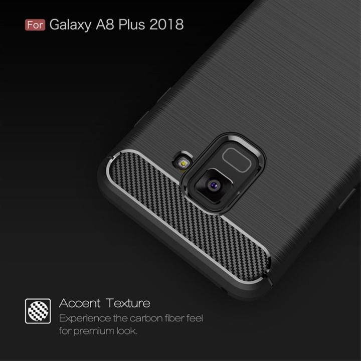 Produktbild König Design Hülle Handy Schutz für Samsung Galaxy A8 Plus (2018) Case Cover Carbon Schwarz (Samsung Galaxy A8 (2018))