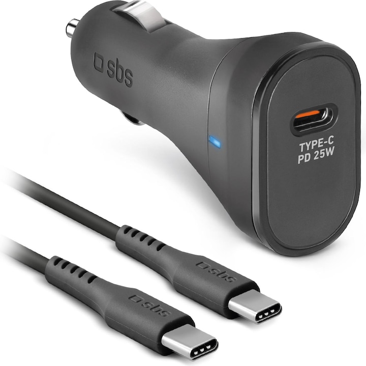 Produktbild SBS PD KFZ-Ladegert 25W USB-C + USB-C Kabel 1m