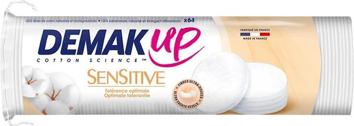 Produktbild Demak up Demak'Up Sensitive Make-up-Entferner-Pads für Gesicht und Augen 64 natürliche Baumwollpads
