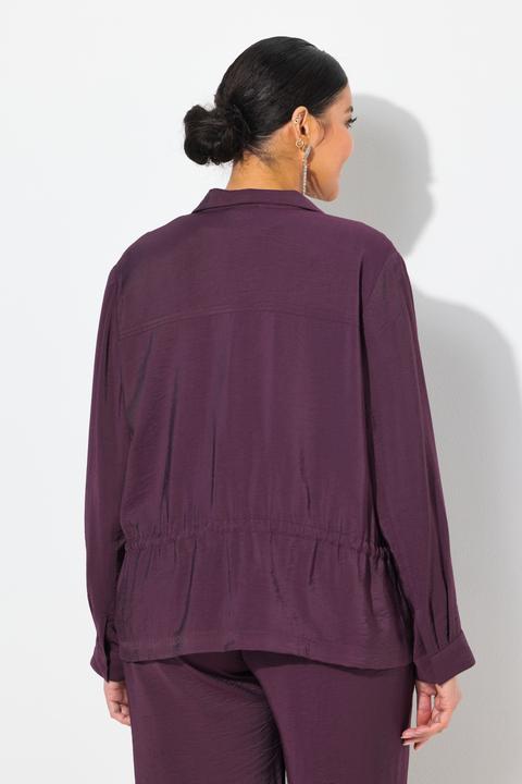 Image du produit Ulla Popken Veste en tissu « martelé », cordon coulissant, col montant et manches longues (62)