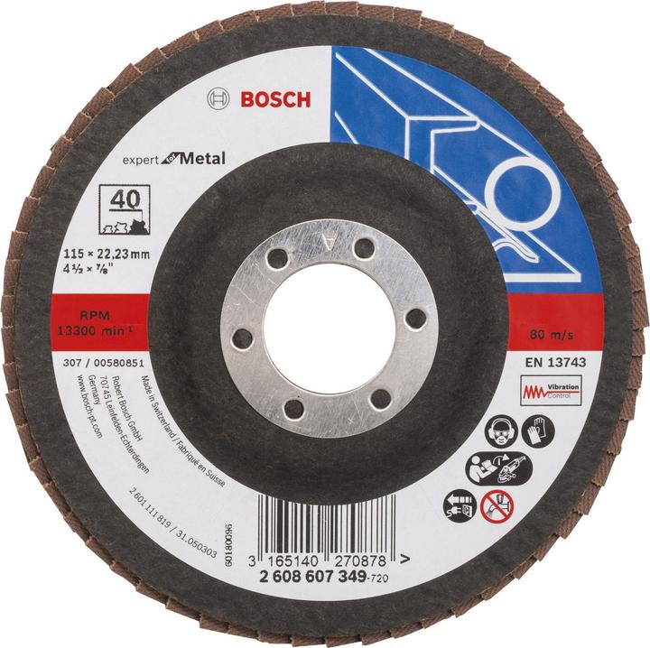 Produktbild Bosch Professional Zubehör Fächerschleifscheibe X551 Expert for Metal, gerade, 115 mm, 40 (40)