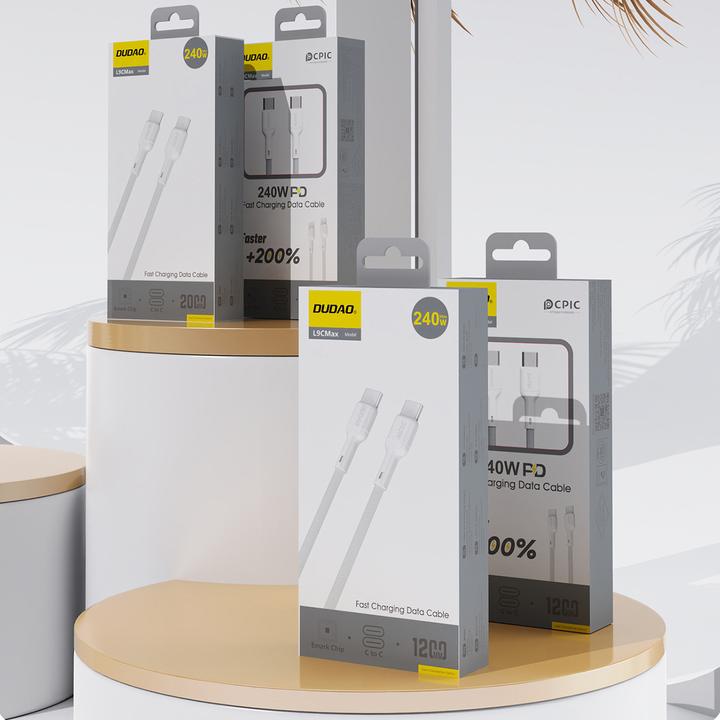 Productafbeelding Dudao L9C Max 240W PD USB-C - USB-C 2m Kabel - Weiss (2 m, 240 W)