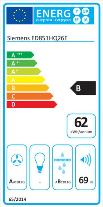 Energy Label Siemens ED851HQ26E (80.20 cm, Induction hob)