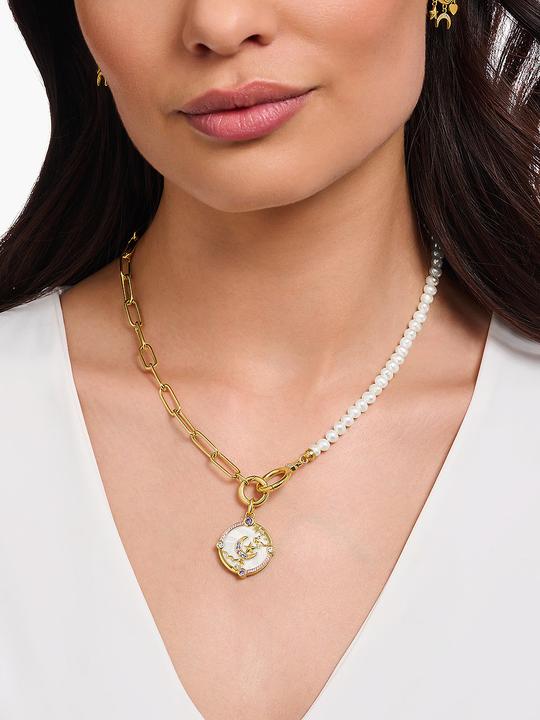 Image du produit Thomas Sabo Pendentif chaîne avec demi-lune et pierres multicolores plaqué or (Émail, Argent 925)