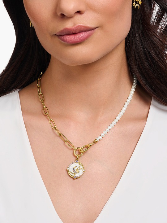Produktbild Thomas Sabo Kettenanhänger mit Halbmond und bunten Steinen vergoldet (Emaille, 925er Silber)