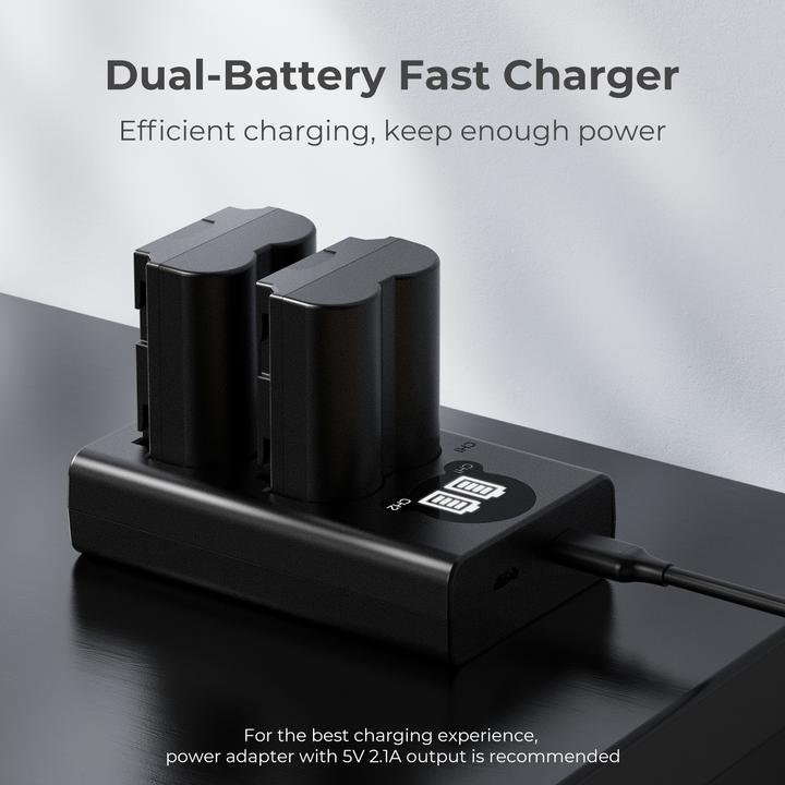 Produktbild K&F Concept NP-W235 Digital Camera Dual Channel Type-C Charger with LCD Digital Display Screen (Kamera Akku Ladegerät)