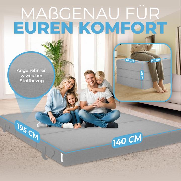 Produktbild Bestschlaf Klappmatratze, 3-teilige Faltmatratze, Reisebett, Gästematratze (Schaumstoffkern, 140 x 195 cm)