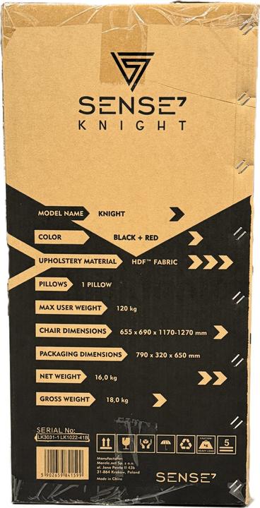 Actual product image Sense Knight fabric black-red