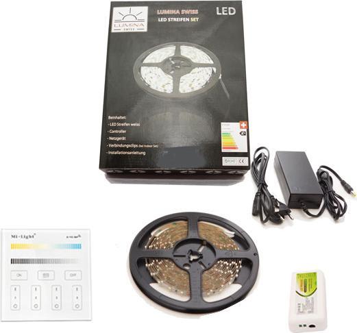 Lumina Swiss Kit de bande LED Unicolor+ (KW/WW) 5m Premium Indoor Smartpanel (Blanc neutre, Blanc froid, Blanc chaud, 500 cm, Intérieur)