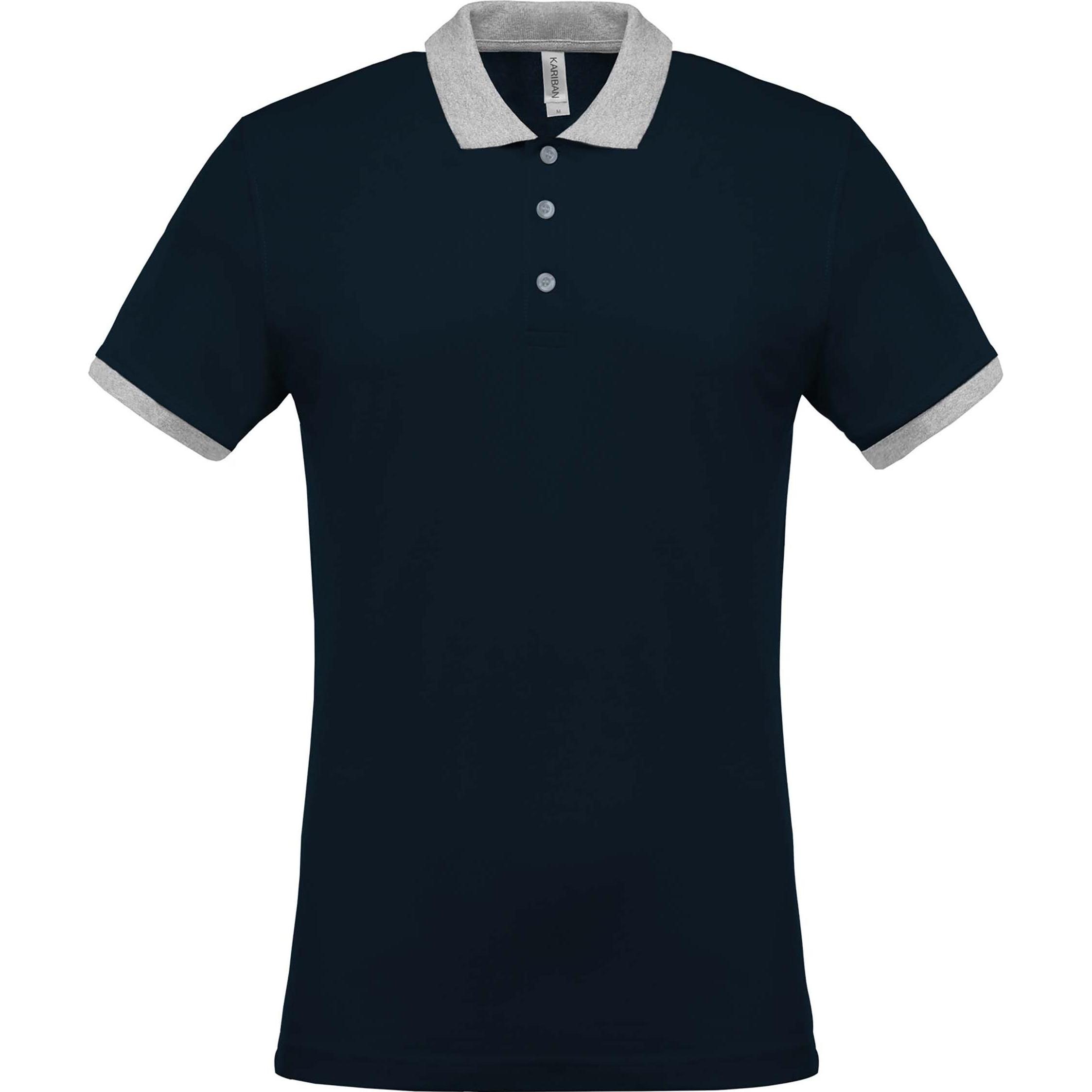 Kariban, Herren, Shirt, mélange piqué bicolore, Schwarz, Grau, (L)