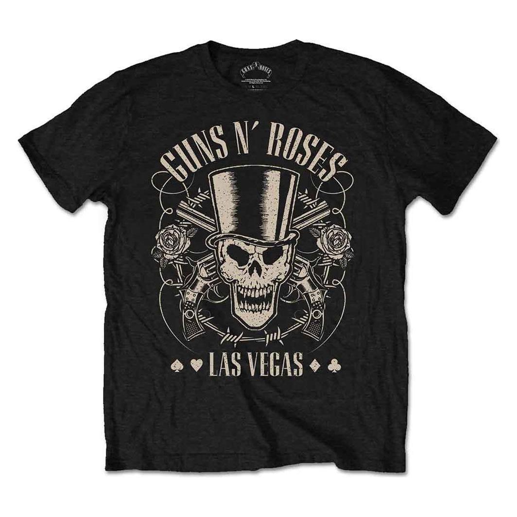 Guns N Roses, Herren, Shirts, Hat, Skull & Pistols Las Vegas, Schwarz, (M)