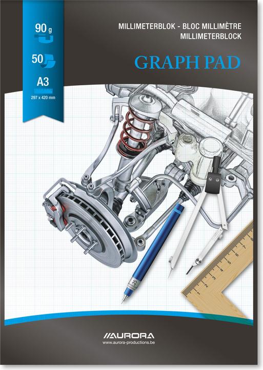 Actual product image Aurora Blocks - paper white 90 g/m² (A3, Checked)
