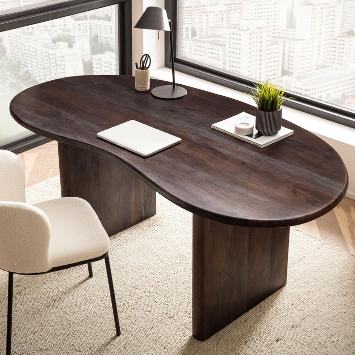 Produktbild FineBuy Schreibtisch Computertisch 180 cm Massivholz Bürotisch Nierenform (180 x 90 x 75 cm)