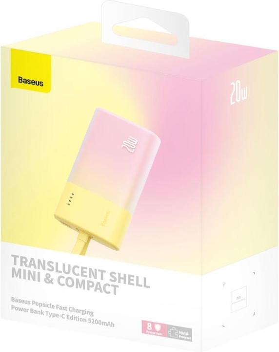 Immagine prodotto Baseus Popsicle 5200mAh 20W Powerbank with Built-in Lightning Cable (+ White Simple USB-C - U (5200 mAh, 20 W)