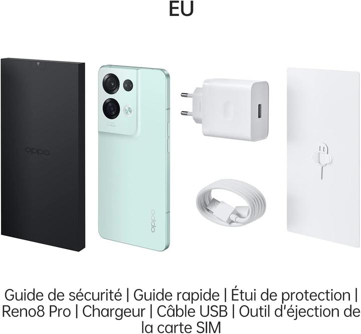 Image du produit OPPO OPP DS RENO8 PRO 5G 8+256 GLO GRN (256 Go, Vert glacé, 6.70", Double SIM, 5G)